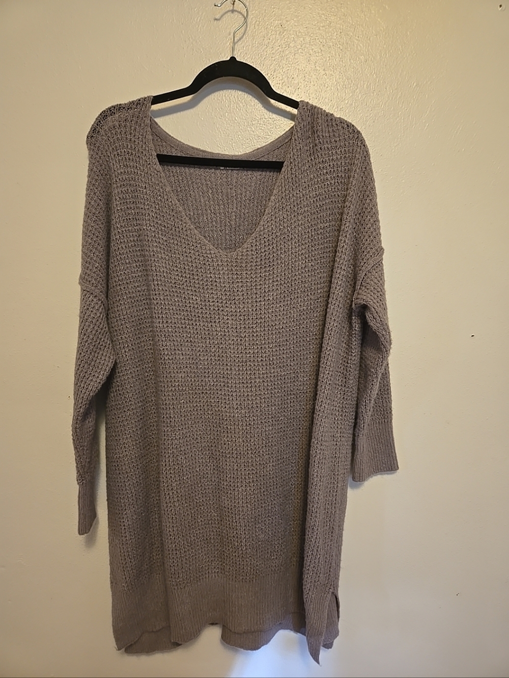 Intimately Free People Oversized Waffle Soft Sweater Purple XS/S